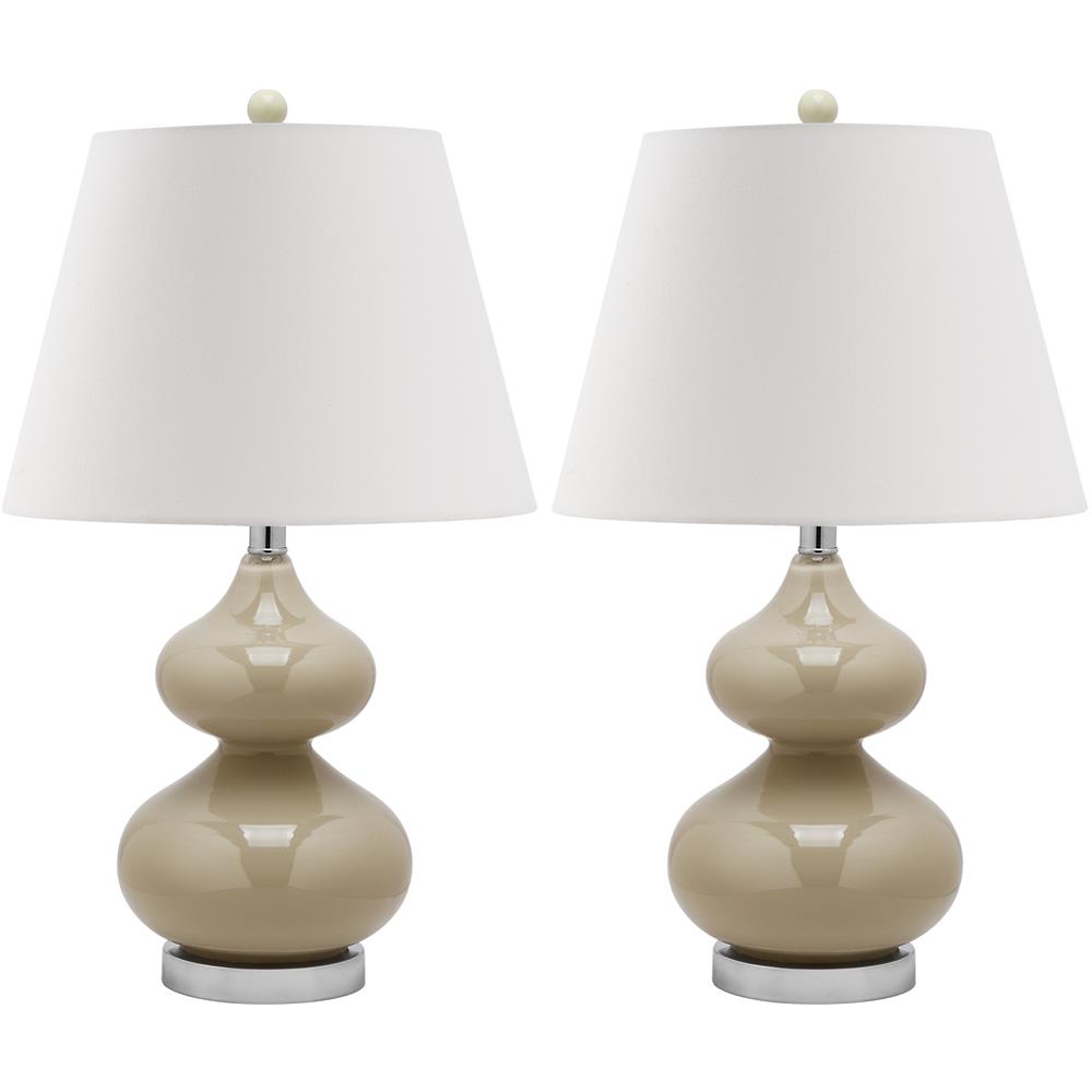 Safavieh LIT4086L EVA DOUBLE GOURD GLASS (SET OF 2) SILVER BASE AND NECK TABLE LAMP
